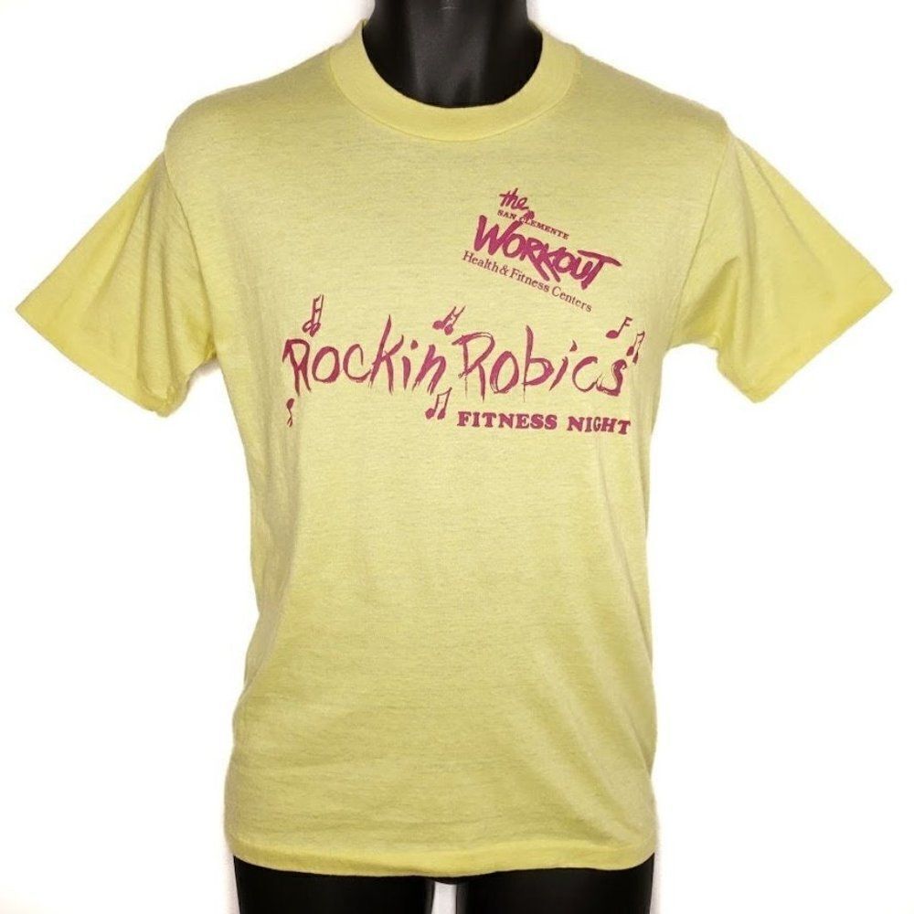 Rockin Robics Fitness Night T Shirt Vintage 80s San Clemente Workout Health